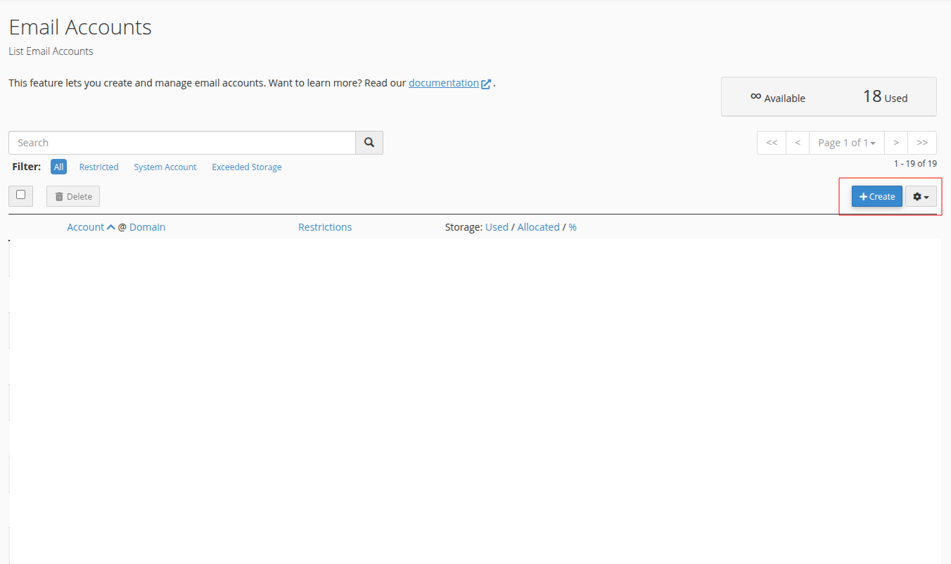 Host Asia cpnel email create