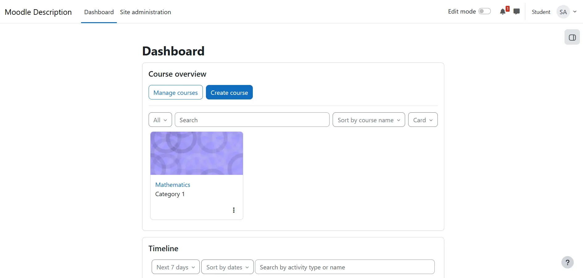 Moodle Student Dashboard Showcase